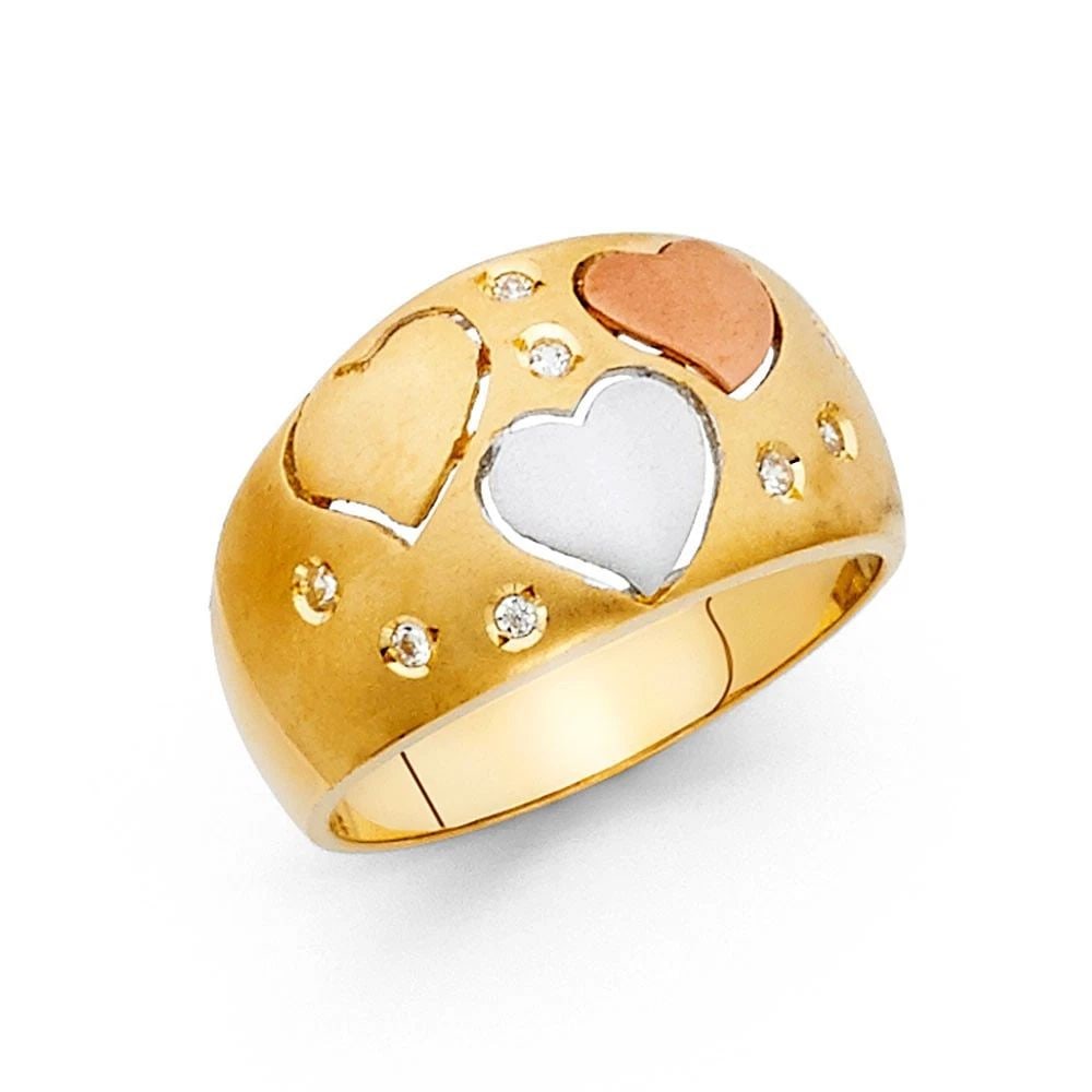 NEW 14K TRI COLOR GOLD FANCY RING - SIZE 10: NEW 14K TRI COLOR GOLD FANCY RING FANCY RING NEW 14K TRI COLOR GOLD WIDTH : 11 mm WEIGHT : 4.3g