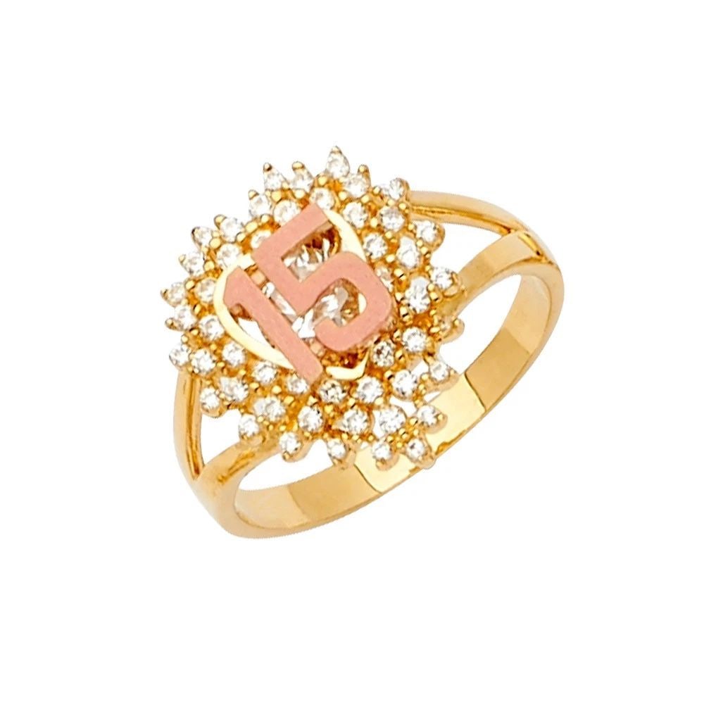 NEW 14K TWO TONE GOLD 15 YEARS RING/HALF SET - SIZE 10: NEW 14K TWO TONE GOLD 15 YEARS RING/HALF SET 15 YEARS RING/HALF SET NEW 14K TWO TONE GOLD WIDTH : WEIGHT : 4.3g