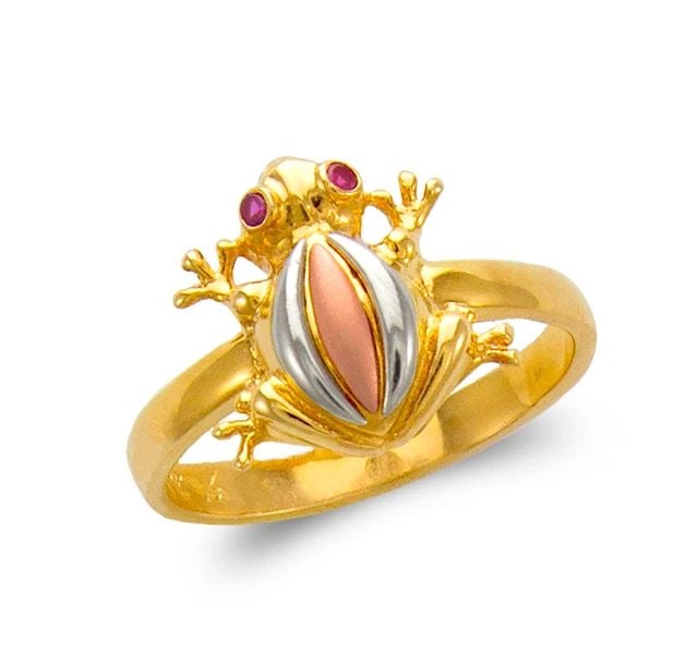 NEW 14K TRICOLOR GOLD LADIES FANCY FROG RING (1 of 2)