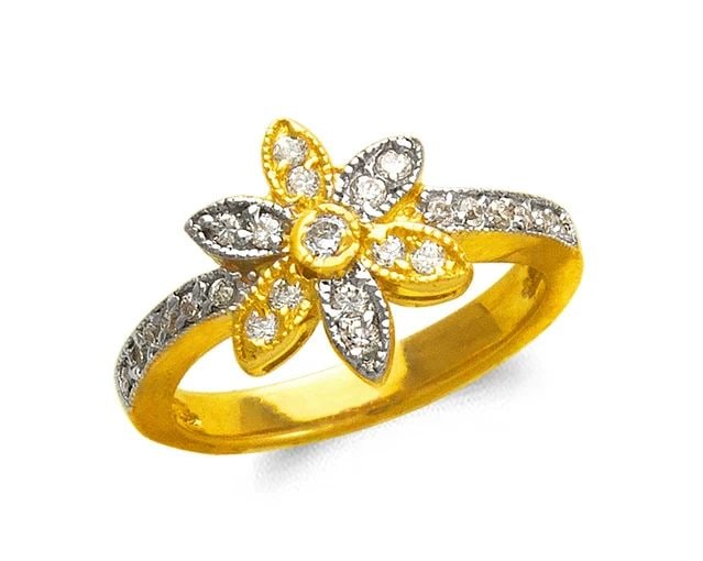 NEW 14K TWO TONE GOLD LADIES FASHION FLOWER RING (1 of 2)
