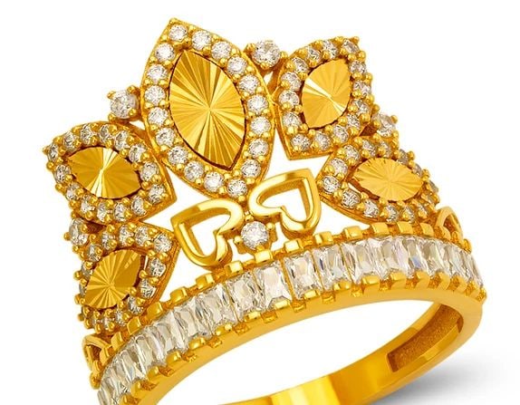 NEW 14K YELLOW GOLD FANCY TIARA RING (1 of 2)