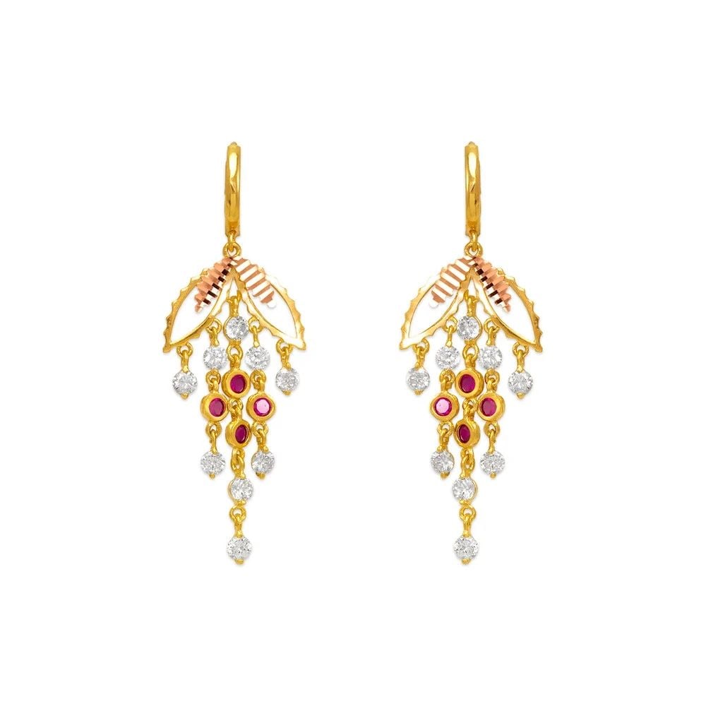 NEW 14K TWO TONE GOLD FANCY CHANDELIER DROP EARRINGS (1 of 2)