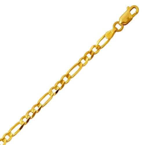 NEW 14K YELLOW GOLD FIGARO FLAT BRACELET (1 of 2)