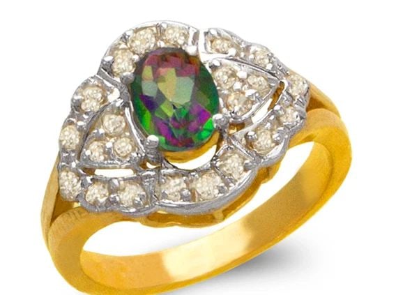 NEW 14K TWO TONE GOLD LADIES MYSTIC RING: NEW 14K TWO TONE GOLD LADIES MYSTIC RING LADIES MYSTIC RING NEW 14K TWO TONE GOLD Apx. WIDTH: 7mm Apx. WEIGHT: 4.2g