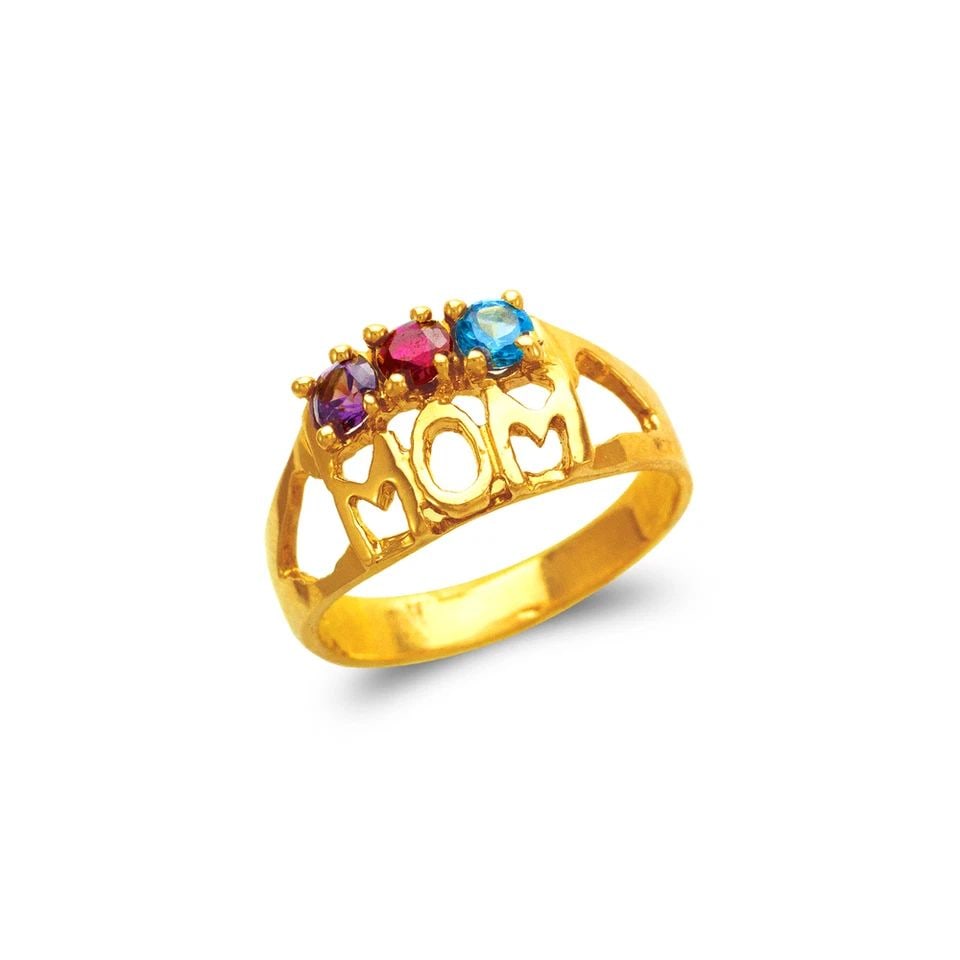 NEW 14K YELLOW GOLD MOM RING (1 of 1)