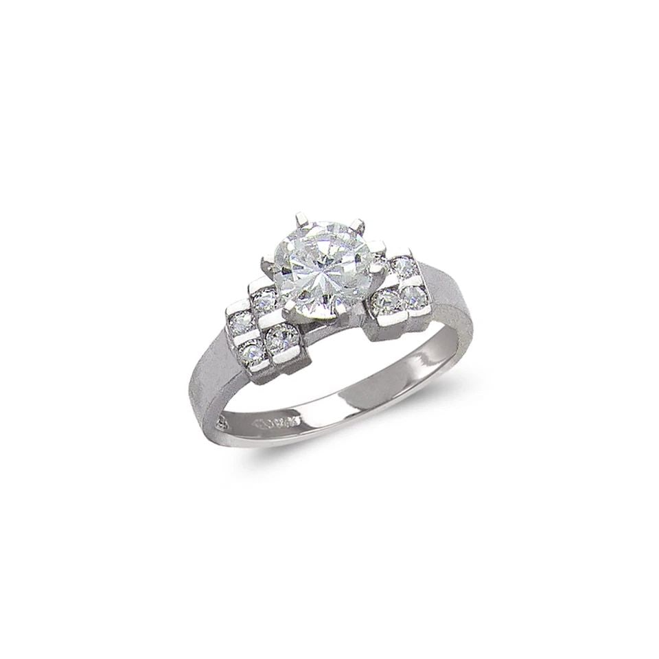 NEW 14K WHITE GOLD LADIES FASHION WHITE SOLITAIRE RING: NEW 14K WHITE GOLD LADIES FASHION WHITE SOLITAIRE RING LADIES FASHION WHITE SOLITAIRE RING NEW 14K WHITE GOLD Apx. WIDTH: 6mm Apx. WEIGHT: 4.1g