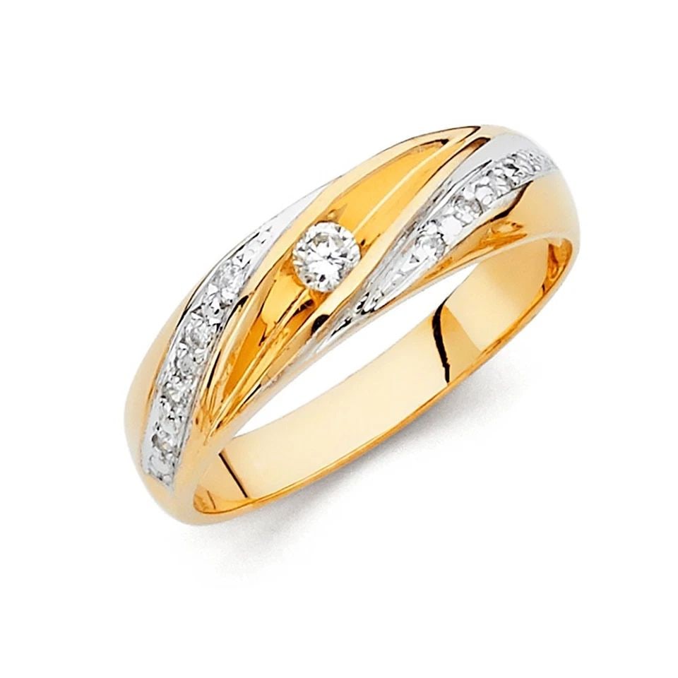 NEW 14K TWO TONE GOLD MEN'S WEDDING BAND - SIZE 10: NEW 14K TWO TONE GOLD MEN'S WEDDING BAND MEN'S WEDDING BAND NEW 14K TWO TONE GOLD WIDTH: 6 mm Apx. WEIGHT: 4.04 g