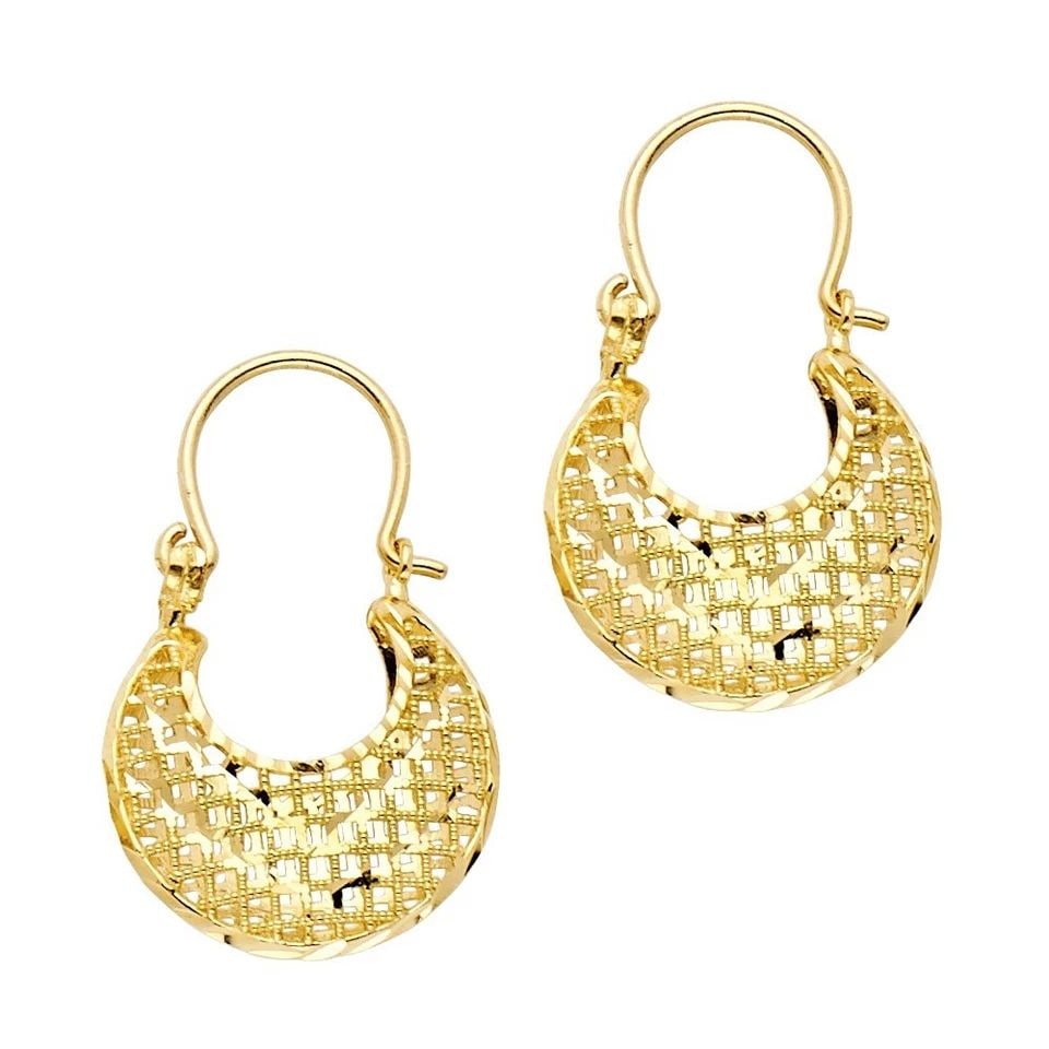 NEW 14K YELLOW GOLD DC BASKET EARRINGS (1 of 1)