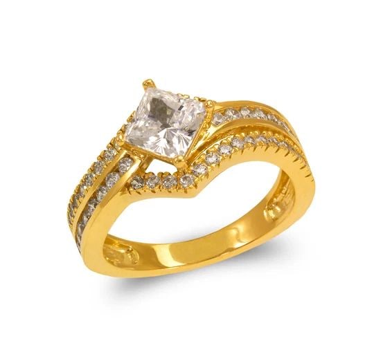 NEW 14K YELLOW GOLD LADIES FANCY DIAMOND SOLITAIRE RING (1 of 2)