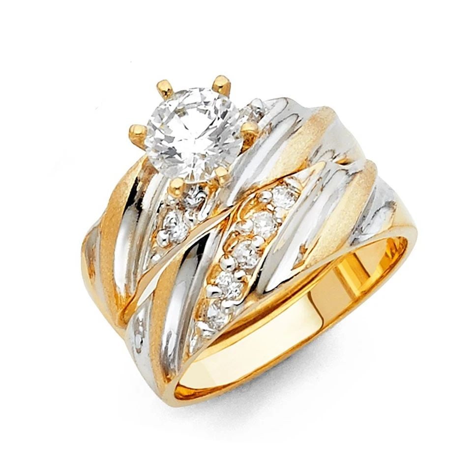 NEW 14K TWO TONE GOLD ENGAGEMENT RING - SIZE 10: NEW 14K TWO TONE GOLD ENGAGEMENT RING ENGAGEMENT RING NEW 14K TWO TONE GOLD WIDTH : 6 mm WEIGHT : 4g