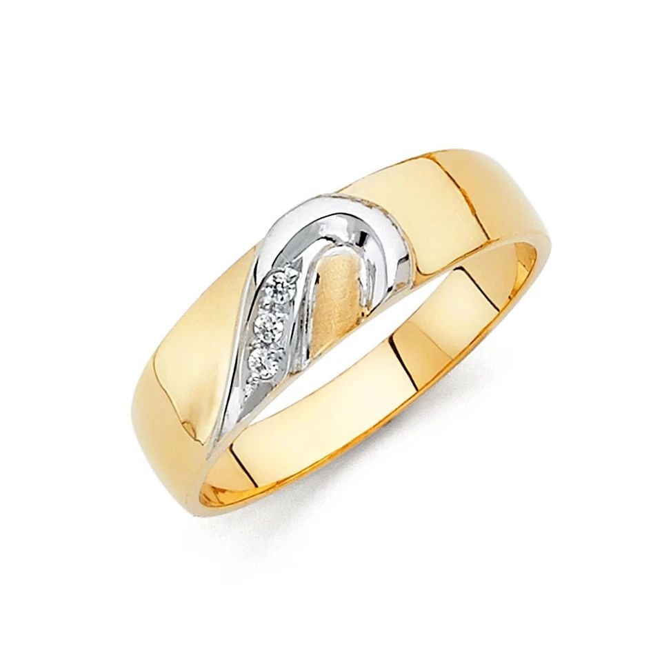 NEW 14K TWO TONE GOLD MEN'S WEDDING BAND - SIZE 10 (1 of 1)