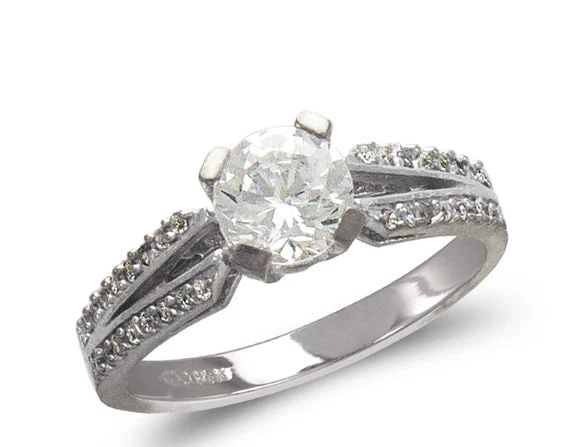 NEW 14K WHITE GOLD LADIES FASHION WHITE SOLITAIRE RING (1 of 2)