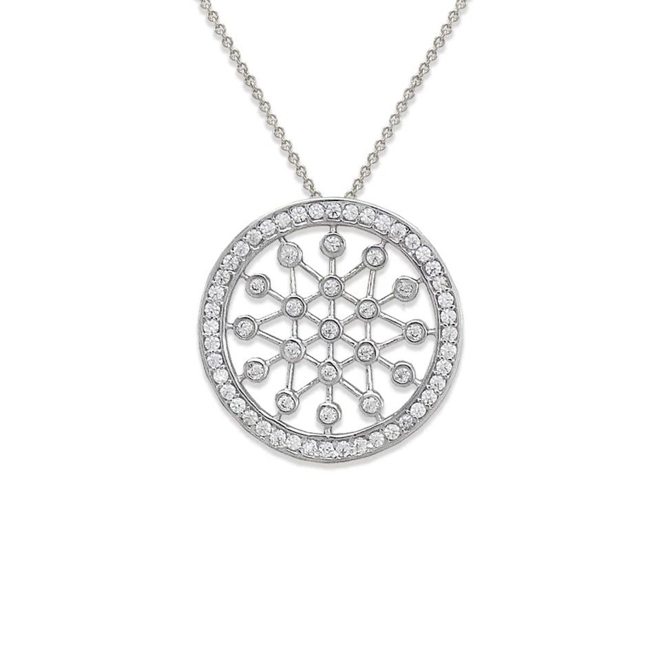 NEW 14K WHITE GOLD WHEEL PENDANT (1 of 1)
