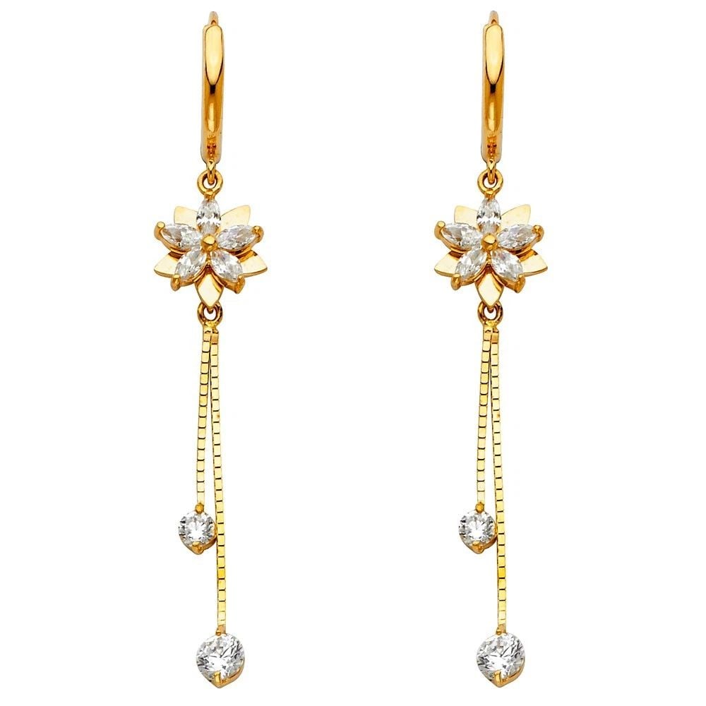 NEW 14K YELLOW GOLD DANGLE HUGGIES EARRINGS: NEW 14K YELLOW GOLD DANGLE HUGGIES EARRINGS DANGLE HUGGIES EARRINGS NEW 14K YELLOW GOLD HEIGHT - 40 mm WIDTH - 10 mm Apx WEIGHT - 3 g