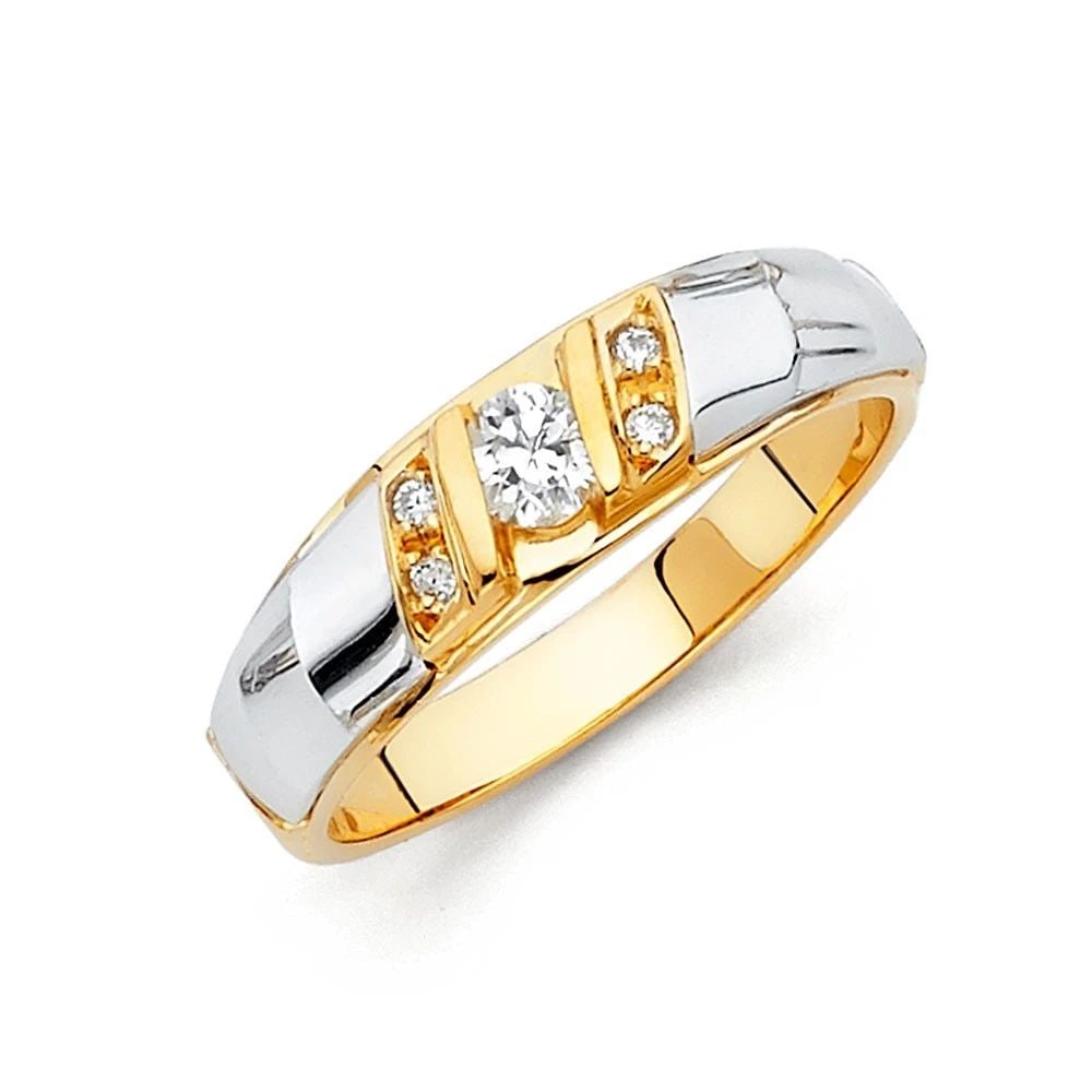 NEW 14K TWO TONE GOLD MEN'S WEDDING BAND - SIZE 10: NEW 14K TWO TONE GOLD MEN'S WEDDING BAND MEN'S WEDDING BAND NEW 14K TWO TONE GOLD WIDTH: 6 mm Apx. WEIGHT: 3.98 g