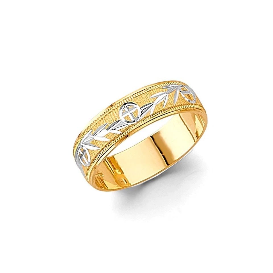 NEW 14K TWO TONE GOLD 6MM DC WEDDING BAND - SIZE 10: NEW 14K TWO TONE GOLD 6MM DC WEDDING BAND - SIZE 10 6MM DC WEDDING BAND - SIZE 10 NEW 14K TWO TONE GOLD WIDTH : WEIGHT : 4g