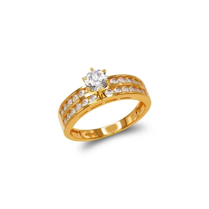 NEW 14K YELLOW GOLD LADIES FANCY SOLITAIRE RING (1 of 1)