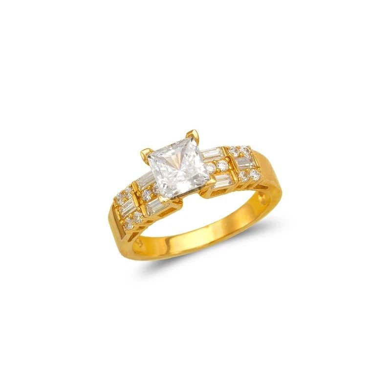 NEW 14K YELLOW GOLD LADIES FANCY PRINCESS CUT SOLITAIRE RING (1 of 1)