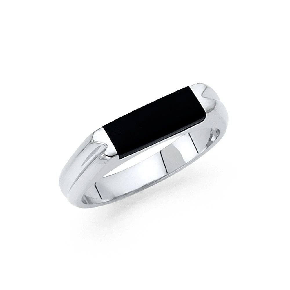NEW 14K WHITE GOLD ONYX RING - SIZE 10 (1 of 2)