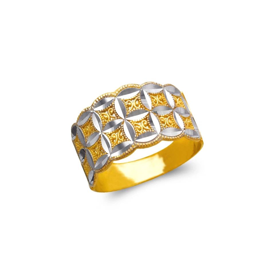 NEW 14K TWO TONE GOLD LADIES DECORATIVE FILIGREE RING (1 of 1)