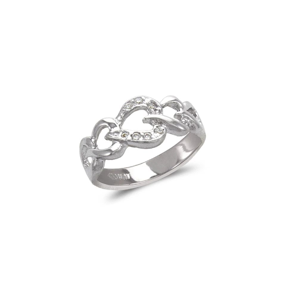NEW 14K WHITE GOLD LADIES FASHION WHITE HEART RING: NEW 14K WHITE GOLD LADIES FASHION WHITE HEART RING LADIES FASHION WHITE HEART RING NEW 14K WHITE GOLD Apx. WIDTH: 9mm Apx. WEIGHT: 3.8g