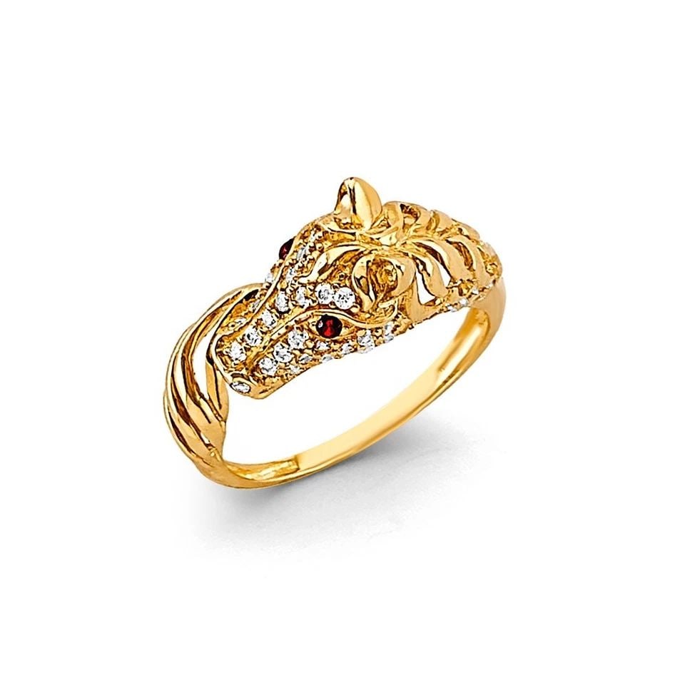 NEW 14K YELLOW GOLD HORSE RING (1 of 1)