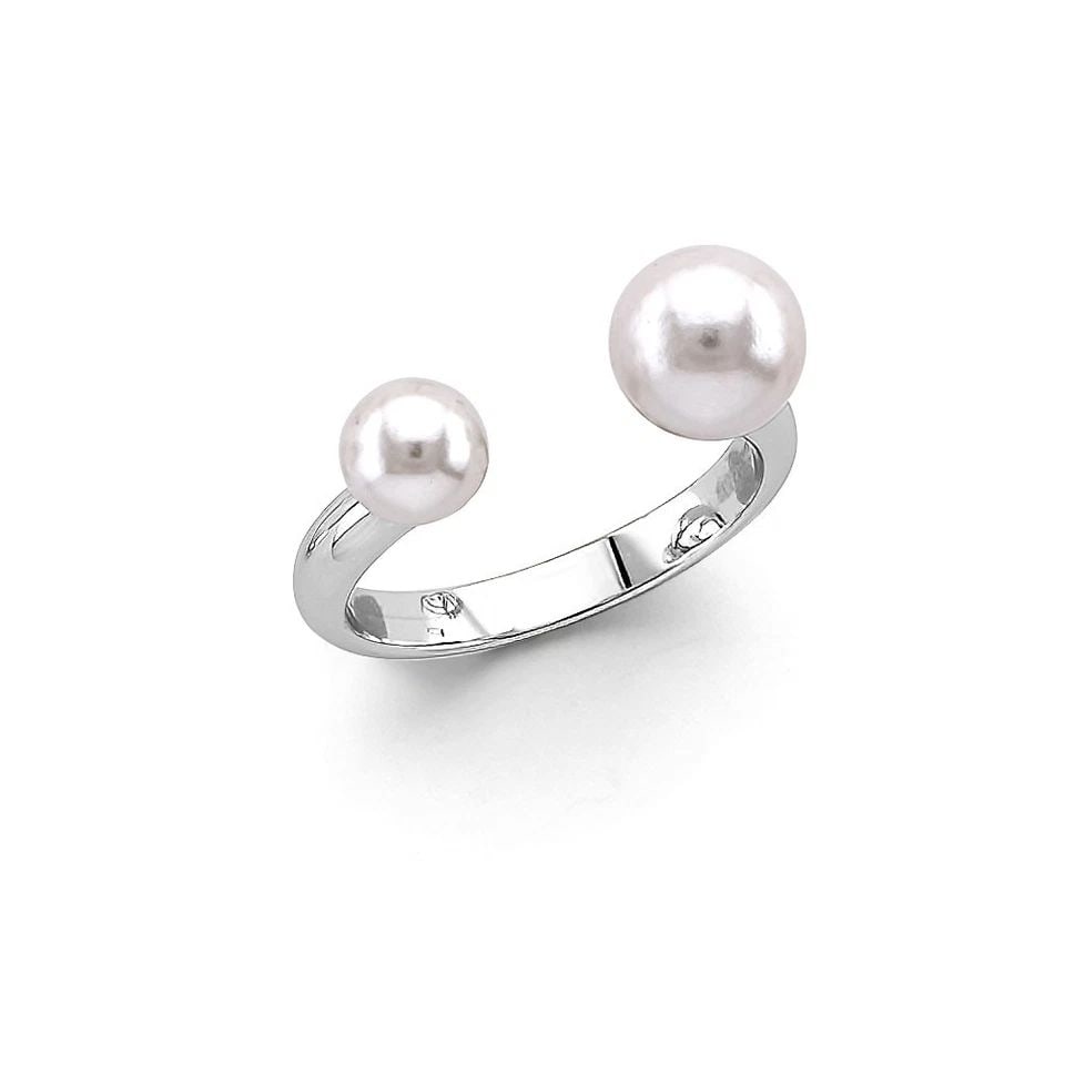 NEW 14K WHITE GOLD OPEN CUFF PEARL RING - SIZE 10: NEW 14K WHITE GOLD OPEN CUFF PEARL RING OPEN CUFF PEARL RING NEW 14K WHITE GOLD WIDTH : WEIGHT : 3.7g