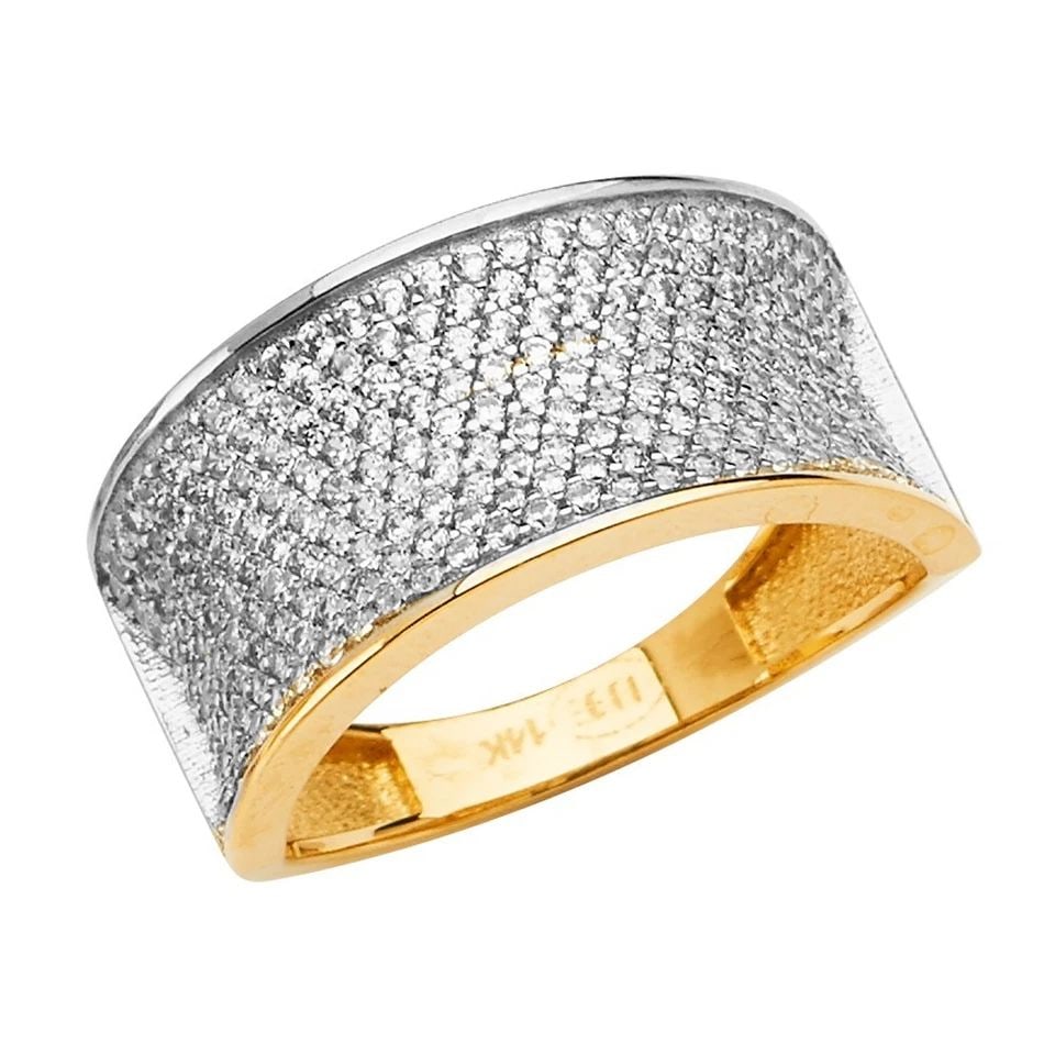 NEW 14K TWO TONE GOLD MICRO PAVE LADIES RING - SIZE 10 (1 of 1)