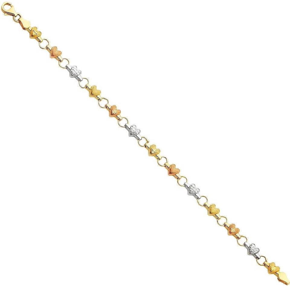 NEW 14K TRI COLOR GOLD LIGHT ENAMEL BRACELET FOR KIDS: NEW 14K TRI COLOR GOLD LIGHT ENAMEL BRACELET FOR KIDS LIGHT ENAMEL BRACELET FOR KIDS NEW 14K TRI COLOR GOLD Apx WEIGHT - 3.7g