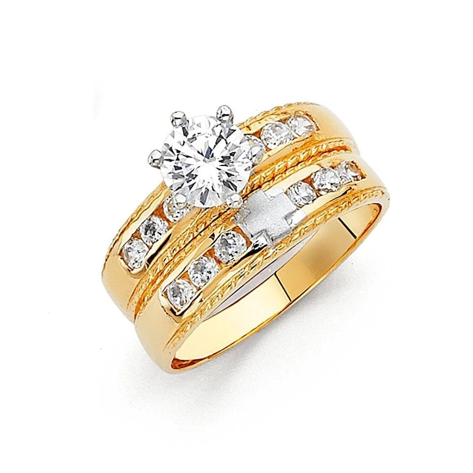 NEW 14K TWO TONE GOLD ENGAGEMENT RING - SIZE 10: NEW 14K TWO TONE GOLD ENGAGEMENT RING ENGAGEMENT RING NEW 14K TWO TONE GOLD WIDTH: 4 mm Apx. WEIGHT: 3.6g