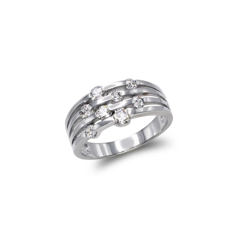 NEW 14K WHITE GOLD LADIES FANCY WHITE RING: NEW 14K WHITE GOLD LADIES FANCY WHITE RING LADIES FANCY WHITE RING NEW 14K WHITE GOLD Apx. WIDTH: 10mm Apx. WEIGHT: 3.6g