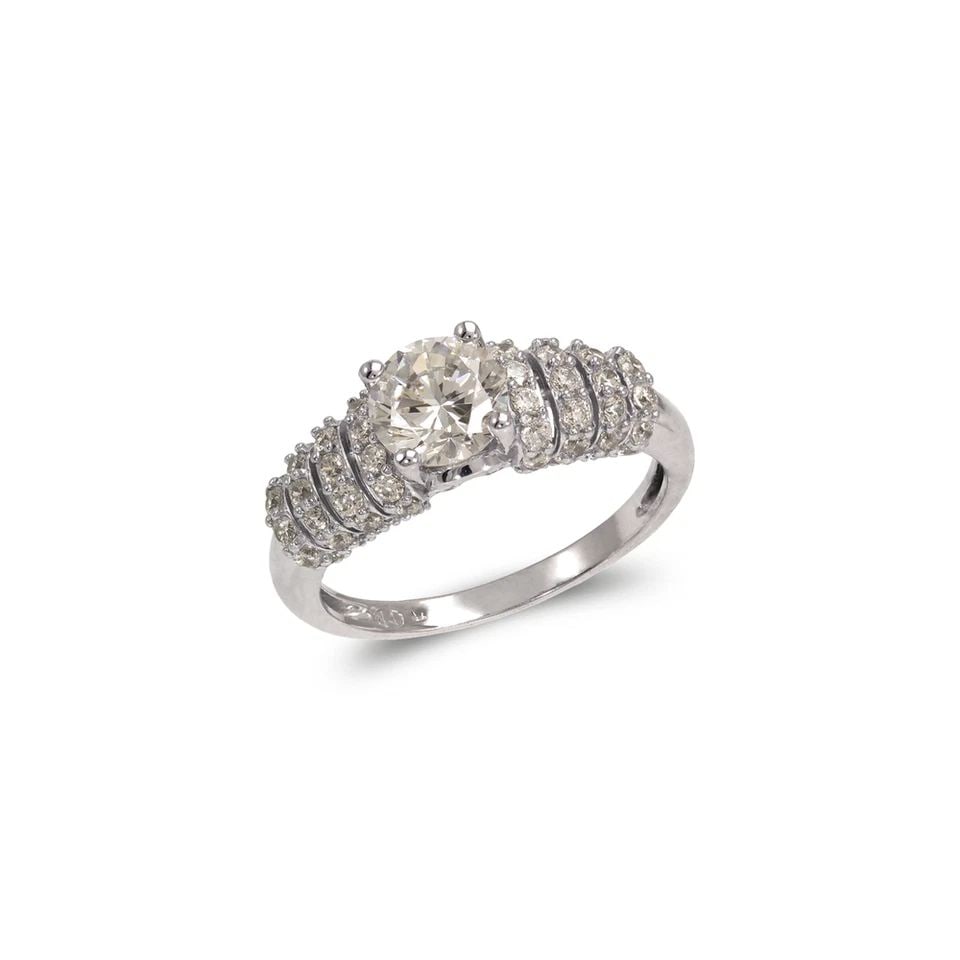 NEW 14K WHITE GOLD LADIES FANCY WHITE SOLITAIRE RING (1 of 1)