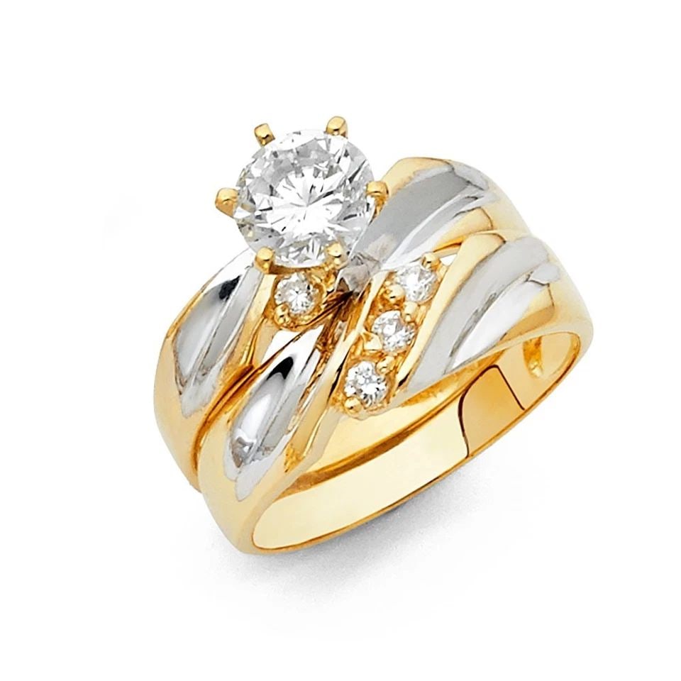 NEW 14K TWO TONE GOLD ENGAGEMENT RING - SIZE 7: NEW 14K TWO TONE GOLD ENGAGEMENT RING ENGAGEMENT RING NEW 14K TWO TONE GOLD WIDTH : 4 mm WEIGHT : 3.5g