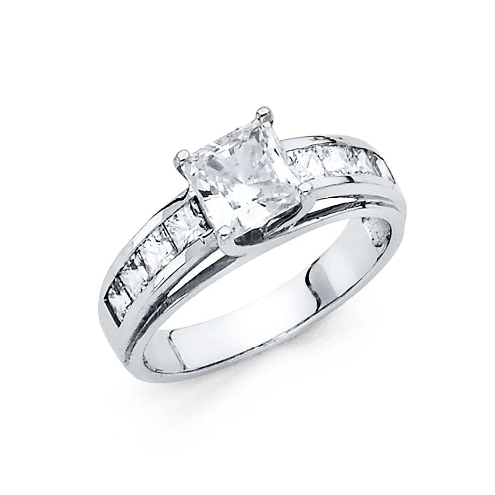 NEW 14K WHITE GOLD ENGAGEMENT RING - SIZE 7: NEW 14K WHITE GOLD ENGAGEMENT RING ENGAGEMENT RING NEW 14K WHITE GOLD WIDTH : 4 mm WEIGHT : 3.5g