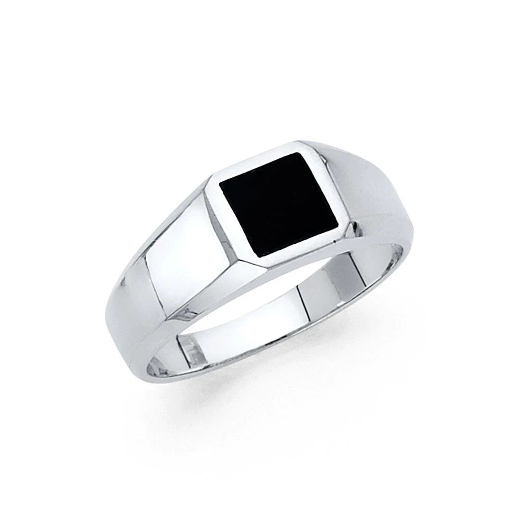 NEW 14K WHITE GOLD ONYX RING - SIZE 7 (1 of 2)