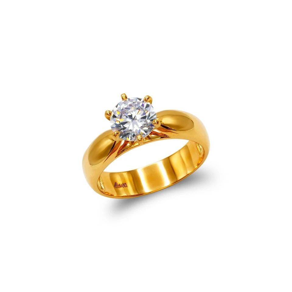 NEW 14K YELLOW GOLD 5MM LADIES SOLITAIRE RING (1 of 1)