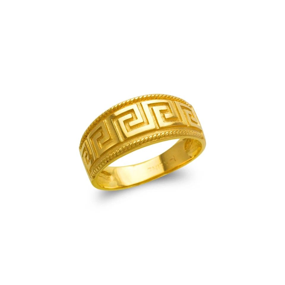 NEW 14K YELLOW GOLD LADIES GREEK KEY FILIGREE RING (1 of 1)