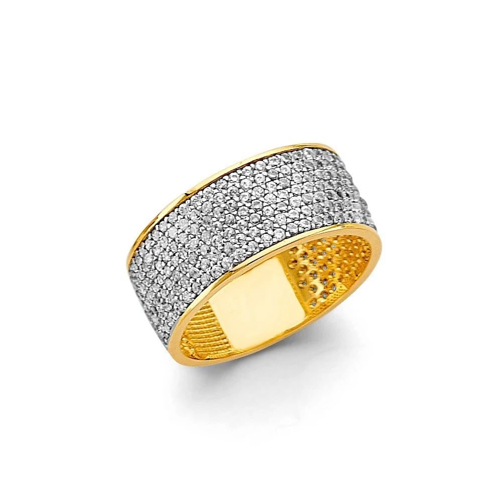 NEW 14K TWO TONE GOLD MICRO PAVE LADIES RING - SIZE 7 (1 of 2)