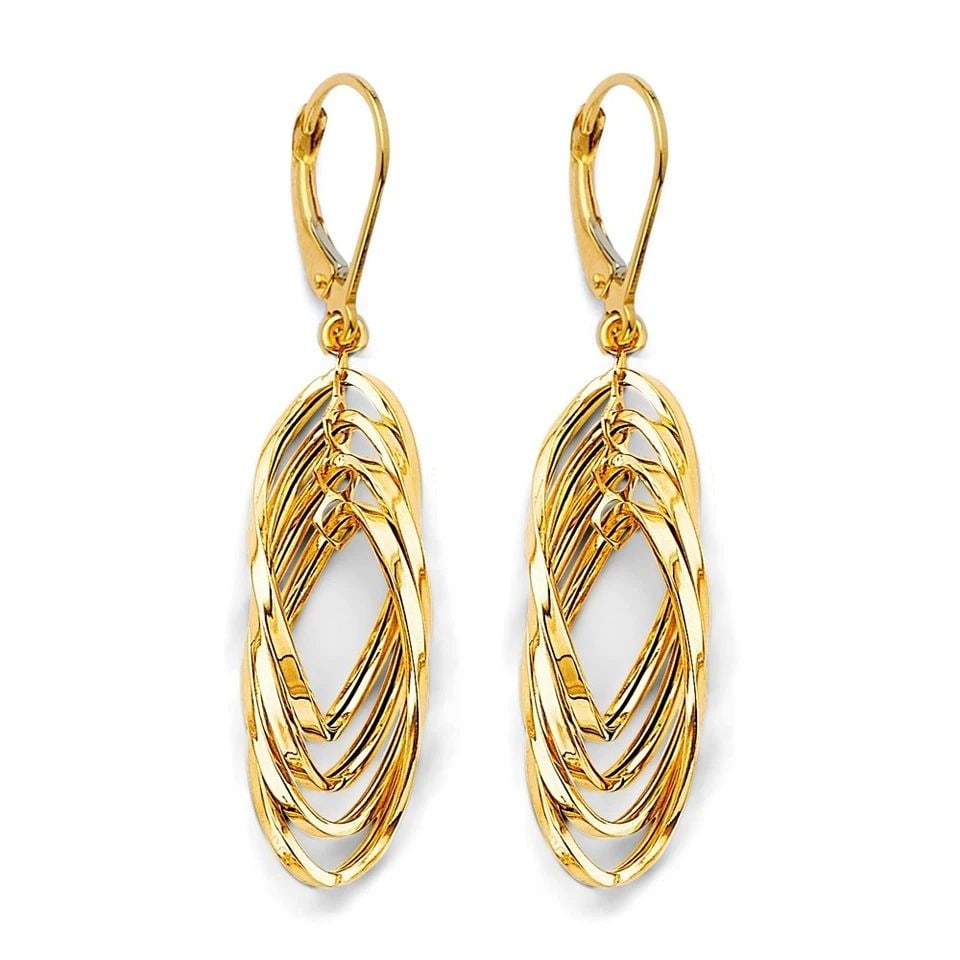 NEW 14K YELLOW GOLD HANGING HOLLOW TUBE EARRINGS (1 of 1)
