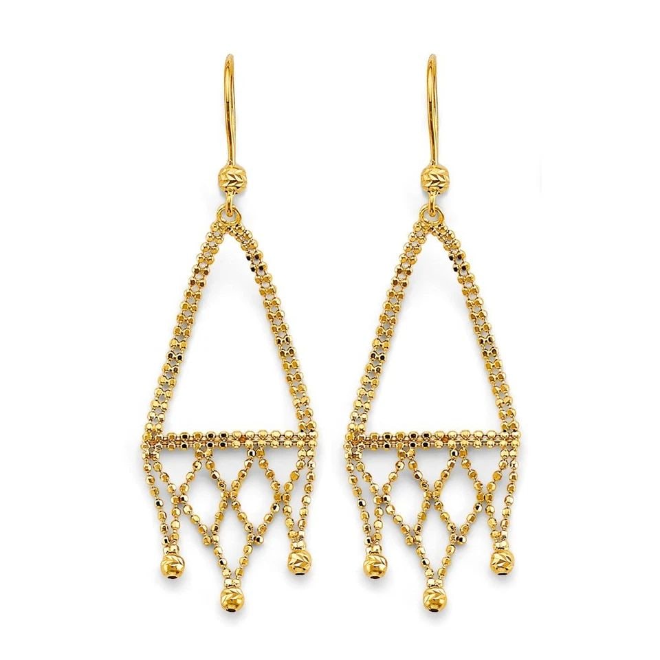 NEW 14K YELLOW GOLD BEADED EARRINGS (1 of 1)