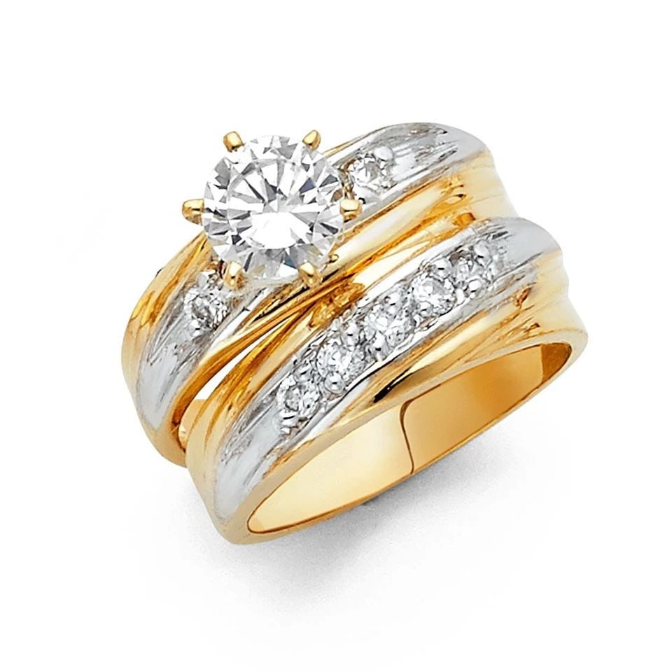 NEW 14K TWO TONE GOLD LADIES WEDDING BAND - SIZE 7 (1 of 1)