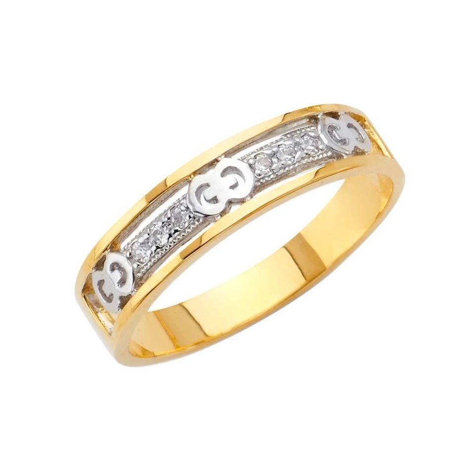 NEW 14K TWO TONE GOLD MEN'S WEDDING BAND - SIZE 10 (1 of 1)