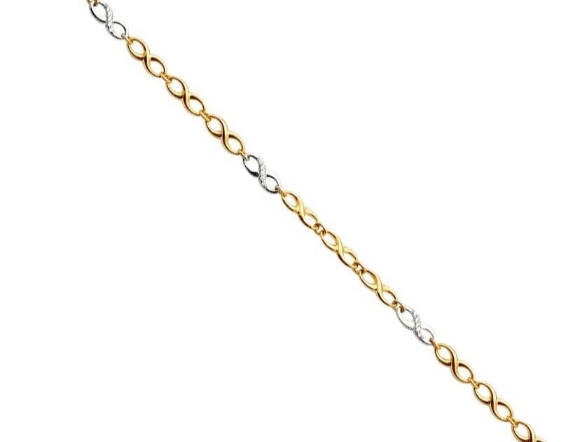 NEW 14K TWO TONE GOLD INFINITY BRACELET (1 of 1)