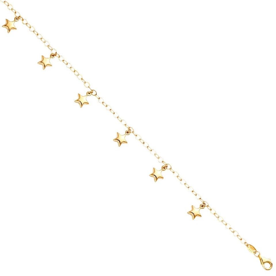 NEW 14K YELLOW GOLD HANGING STAR BRACELET & ANKLET (1 of 1)