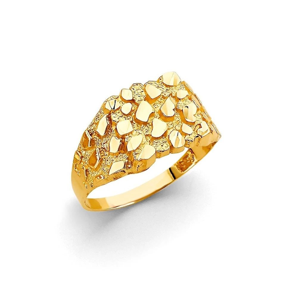 NEW 14K YELLOW GOLD NUGGET MEN'S RING - SIZE 10 (1 of 1)