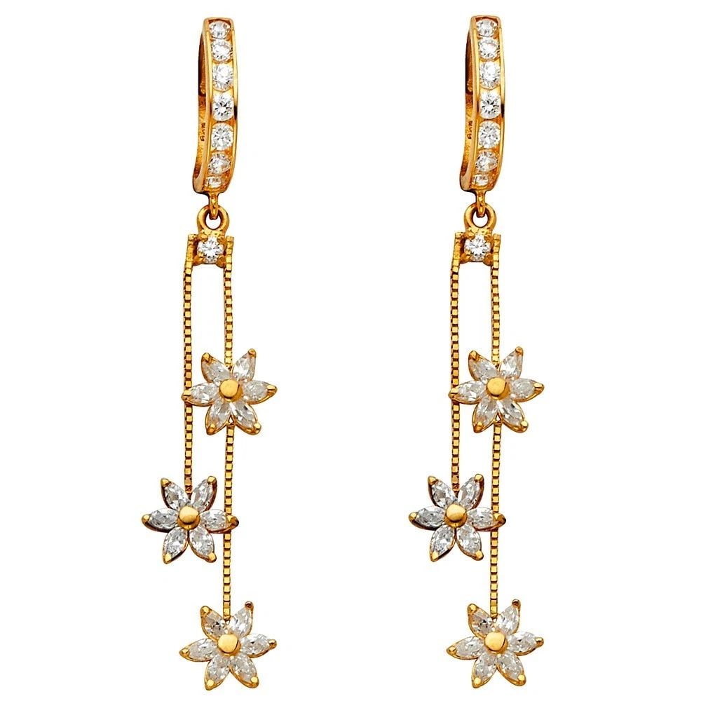 NEW 14K YELLOW GOLD DANGLE HUGGIES EARRINGS: NEW 14K YELLOW GOLD DANGLE HUGGIES EARRINGS DANGLE HUGGIES EARRINGS NEW 14K YELLOW GOLD HEIGHT - 35 mm WIDTH - 8 mm Apx WEIGHT - 2.5 g