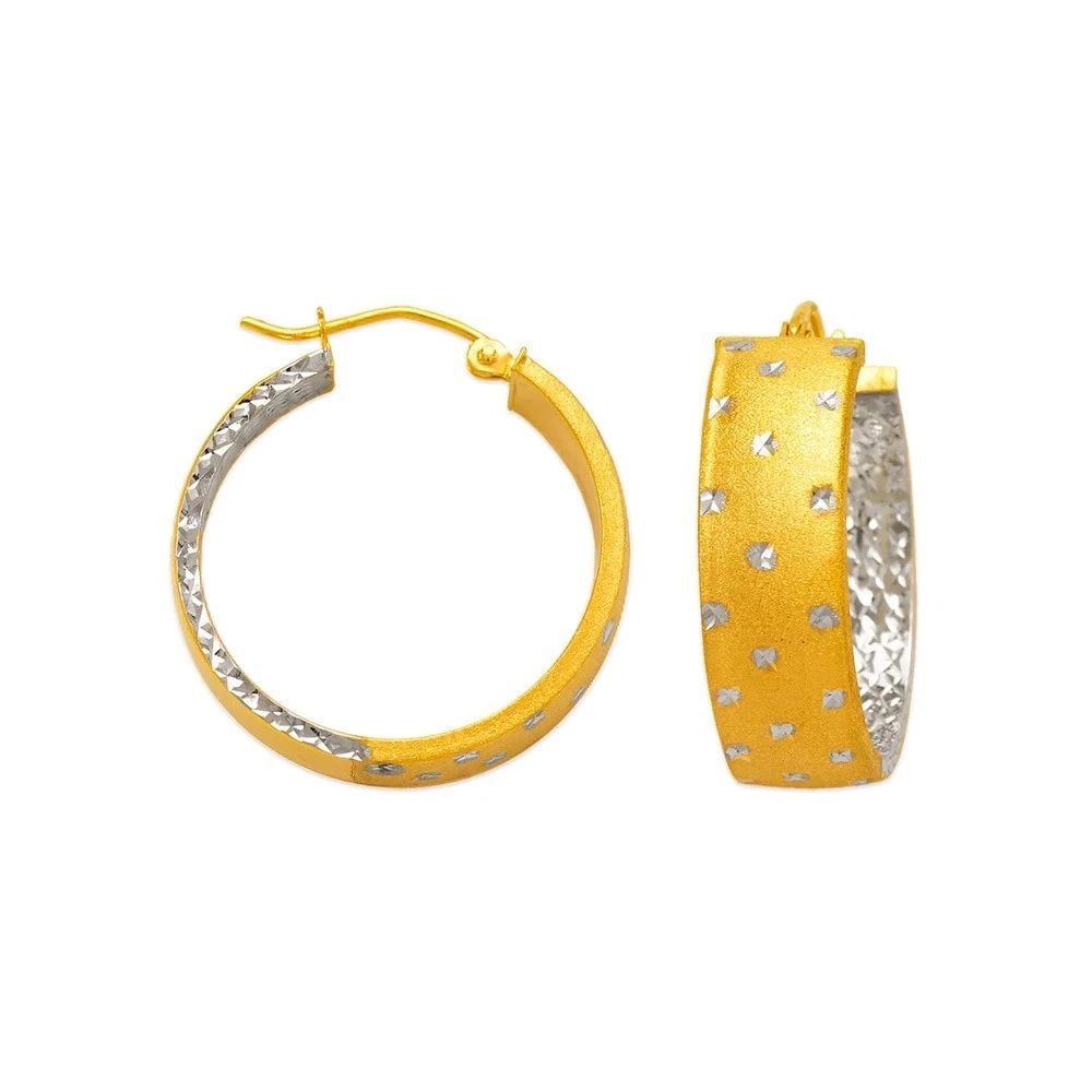 NEW 14K TWO TONE GOLD 8MM SQUARE TUBE HOOP EARRINGS (1 of 1)