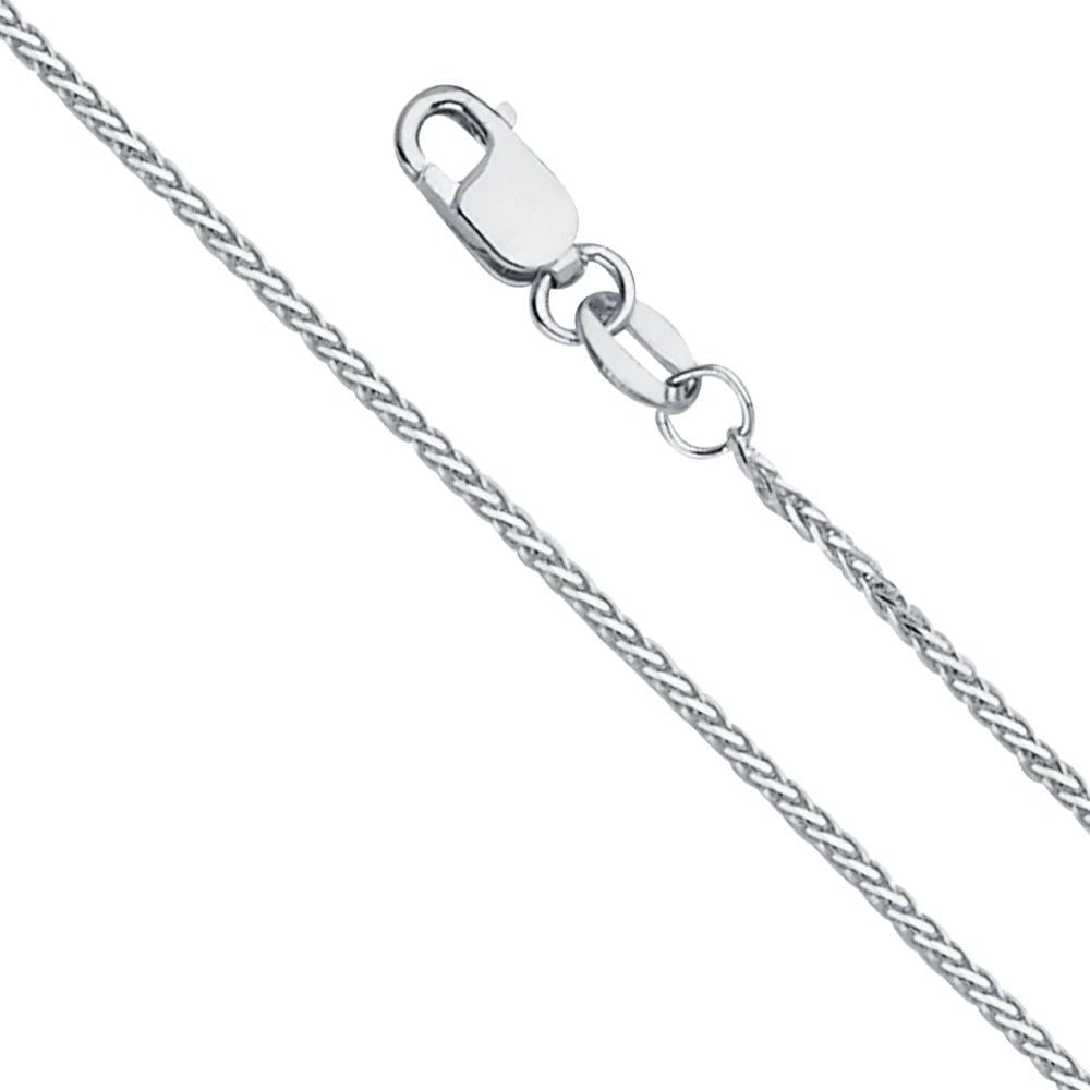 NEW 14K WHITE GOLD 1.0MM 8 DC ROUND WHEAT 025 CHAIN (1 of 1)