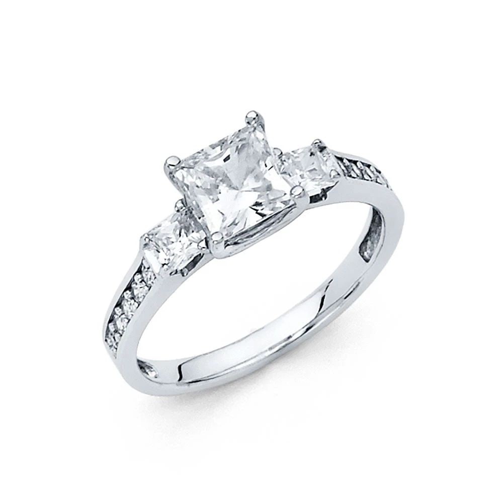 NEW 14K WHITE GOLD ENGAGEMENT RING - SIZE 7: NEW 14K WHITE GOLD ENGAGEMENT RING ENGAGEMENT RING NEW 14K WHITE GOLD WIDTH: 2.5 mm Apx. WEIGHT: 3.1g
