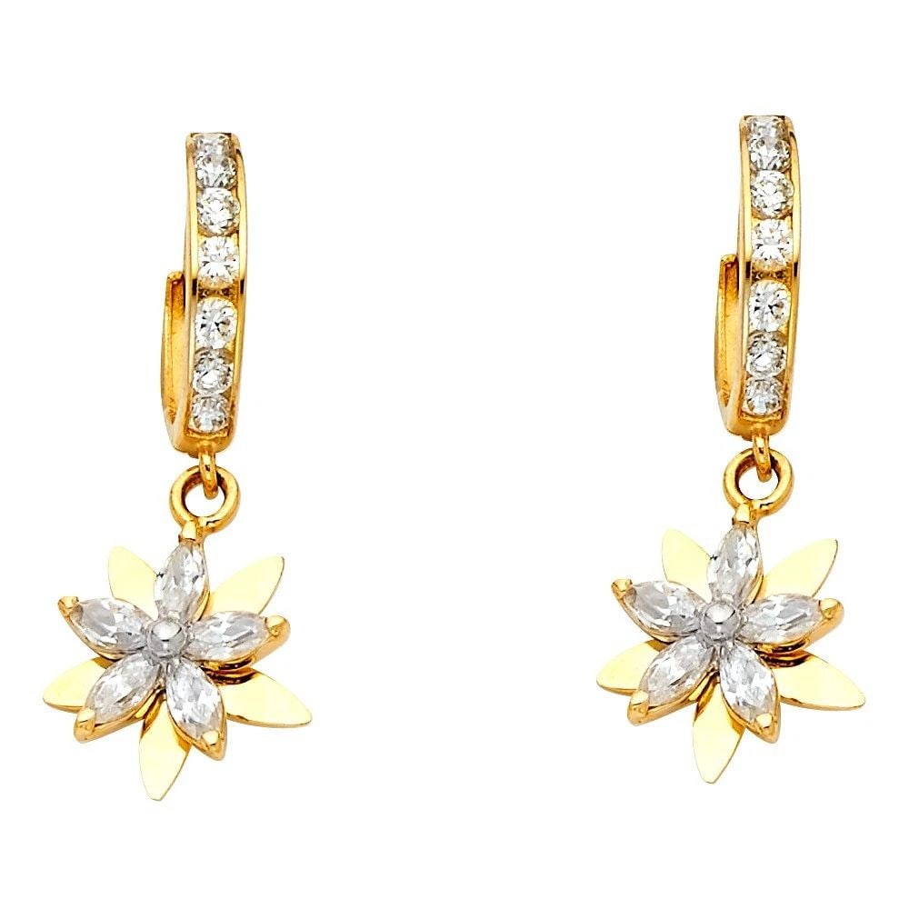 NEW 14K YELLOW GOLD DANGLE HUGGIES EARRINGS: NEW 14K YELLOW GOLD DANGLE HUGGIES EARRINGS DANGLE HUGGIES EARRINGS NEW 14K YELLOW GOLD HEIGHT - 30 mm WIDTH - 10 mm Apx WEIGHT - 2.4 g